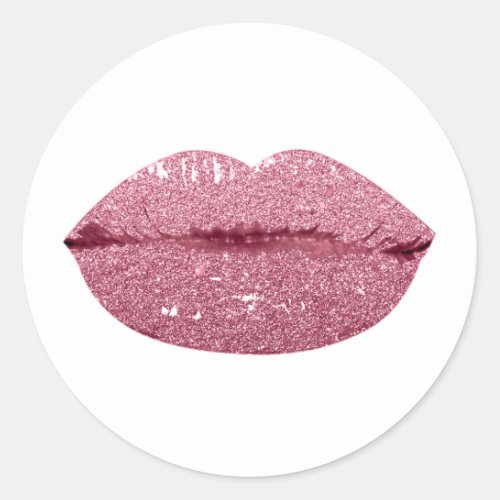 Mermaid Kiss Lips Makeup Artist Pink Rose Glitter Classic Round Sticker