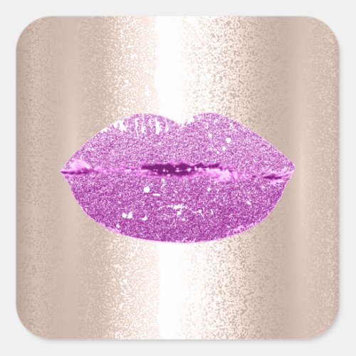 Mermaid Kiss Lips Makeup Artist Purple Rose Square Sticker