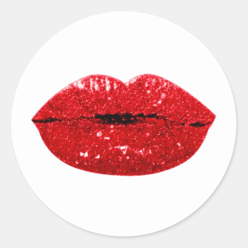 Mermaid Kiss Lips Makeup Artist Red Burgundy Classic Round Sticker