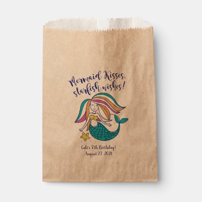 Mermaid Kisses Kraft Favor Bag (Front)