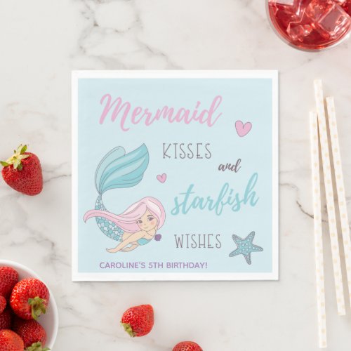 Mermaid Kisses Starfish Wishes Happy Birthday Napkins