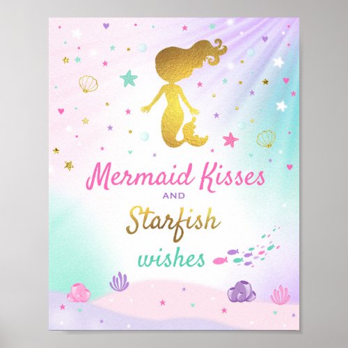 Mermaid Kisses  Starfish Wishes Party Table Sign