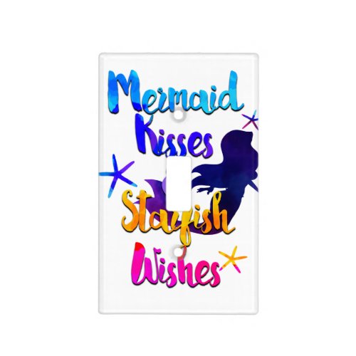 Mermaid Kisses  Starfish Wishes Watercolor Beachy Light Switch Cover