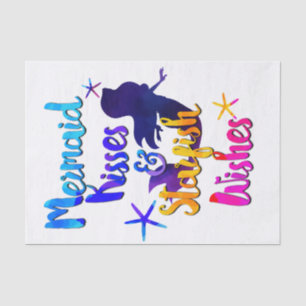 Mermaid Kisses & Starfish Wishes Watercolor Beachy Tissue Paper