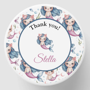 Mermaid Kitten Birthday Thank You Mini Candle Favors