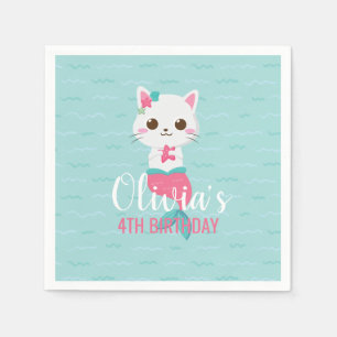 Mermaid Kitty Birthday Party Napkins