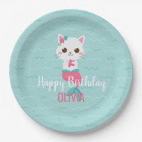 Mermaid Kitty Birthday Party Paper Plate