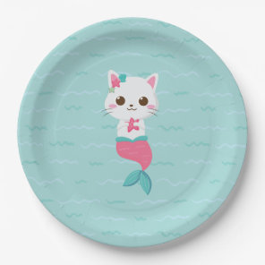 Mermaid Kitty Birthday Party Paper Plates