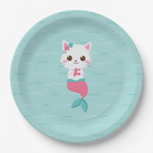 Mermaid Kitty Birthday Party Paper Plates