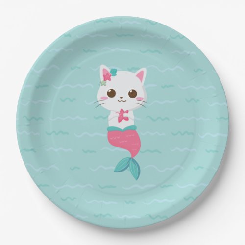 Mermaid Kitty Birthday Party Paper Plates