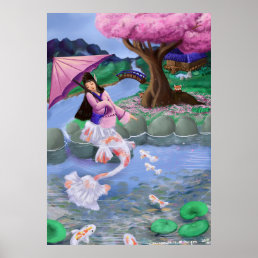Mermaid Koi landscape Poster