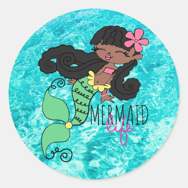 Mermaid Life B Classic Round Sticker (Front)