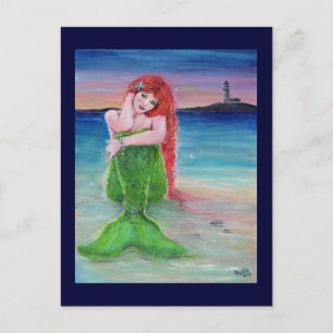 Mermaid lighthouse postcard by Renee Lavoie
