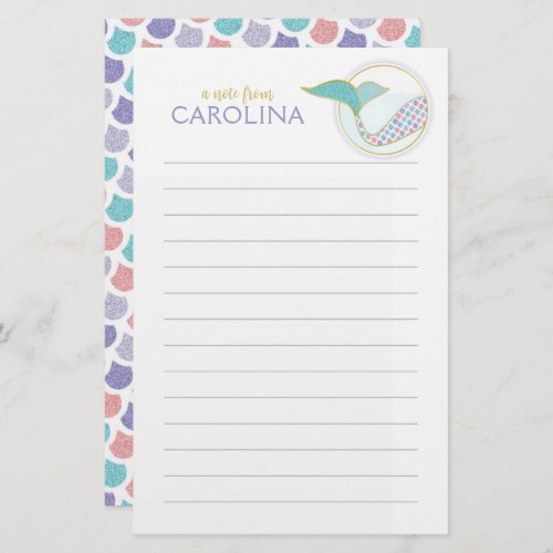 Mermaid Lined Girls Letter Writing Stationery