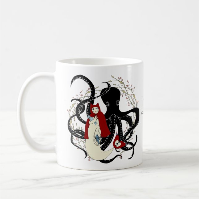 Mermaid Little Red Riding Hood Cat Coffee Mug (Left)