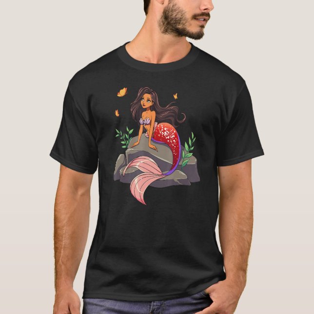 Mermaid Little Sisters Girls Women Black History B T-Shirt (Front)