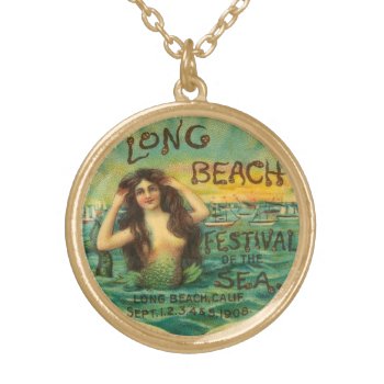 Mermaid Long Beach 1908 Vintage Art Jewelry Charm by PrintTiques at Zazzle