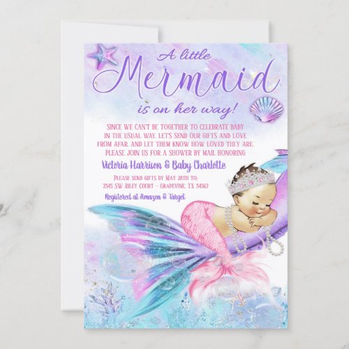 Mermaid Long Distance Baby Shower by Mail Invitation