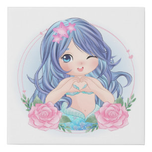 Mermaid Love Faux Canvas Print