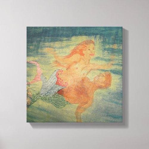 Mermaid Love grotto Canvas Print