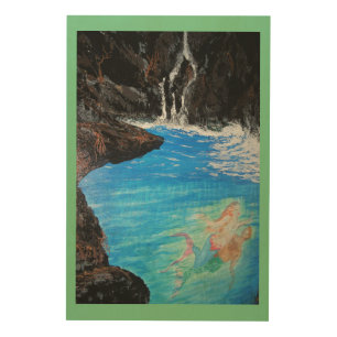 Mermaid Love grotto Wood Wall Art
