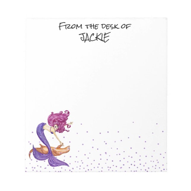 Mermaid Lover From the Desk of Personalized Notepa Notepad (Front)