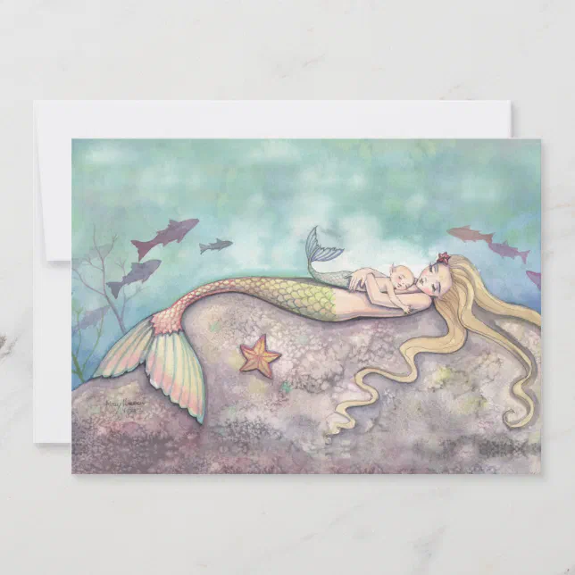 Mermaid Lullaby Baby Shower Thank You Cards | Zazzle