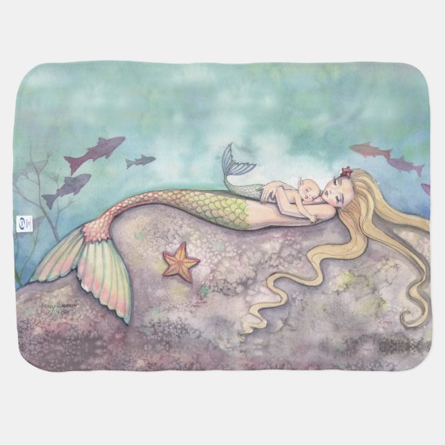 Mermaid Lullaby by Molly Harrison Baby Blanket (Back Horizontal)
