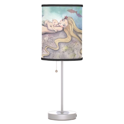 Mermaid Lullaby Cute Mother and Baby Nursery Art Table Lamp (Right)