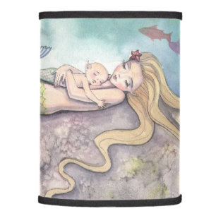 Mermaid Lullaby Mother and Baby by Molly Harrison Lamp Shade