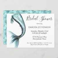 Mermaid Luxe Bridal Shower | Turquoise Blue Luxury Invitation