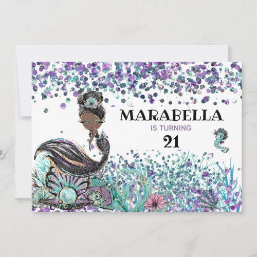 *~* Mermaid LUXE GLAM Under Sea 21 Party Birthday Invitation