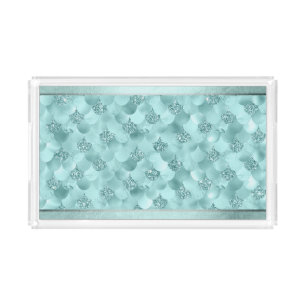 Mermaid Luxe Scale Seafoam Mint Green Aqua Sheen Acrylic Tray