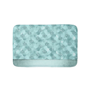 Mermaid Luxe Scale Seafoam Mint Green Aqua Sheen Bath Mat