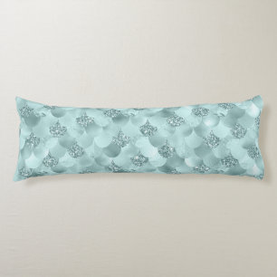 Mermaid Luxe Scale Seafoam Mint Green Aqua Sheen Body Pillow