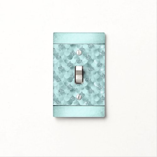 Mermaid Luxe Scale  Seafoam Mint Green Aqua Sheen Light Switch Cover