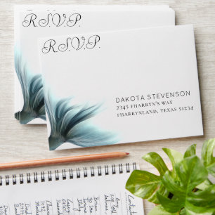 Mermaid Luxe Scales Aqua Mint Return Address Envelope