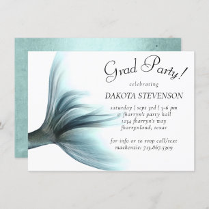 Mermaid Luxe   Seafoam Mint Green Aqua Graduation Invitation