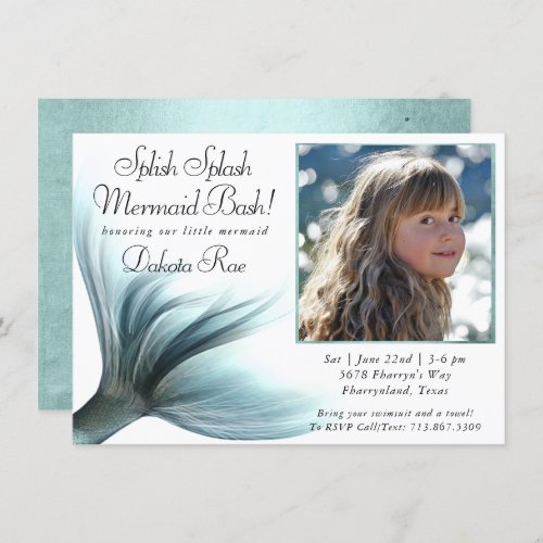 Mermaid Luxe  Seafoam Mint Green Splish Splash Invitation