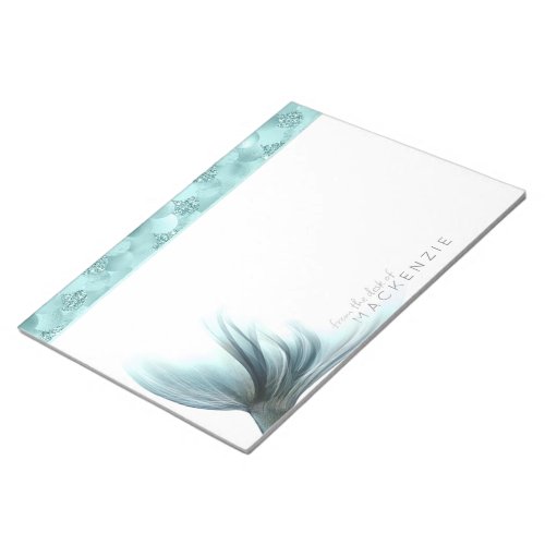 Mermaid Luxe Tail  Seafoam Mint Green Aqua Custom Notepad