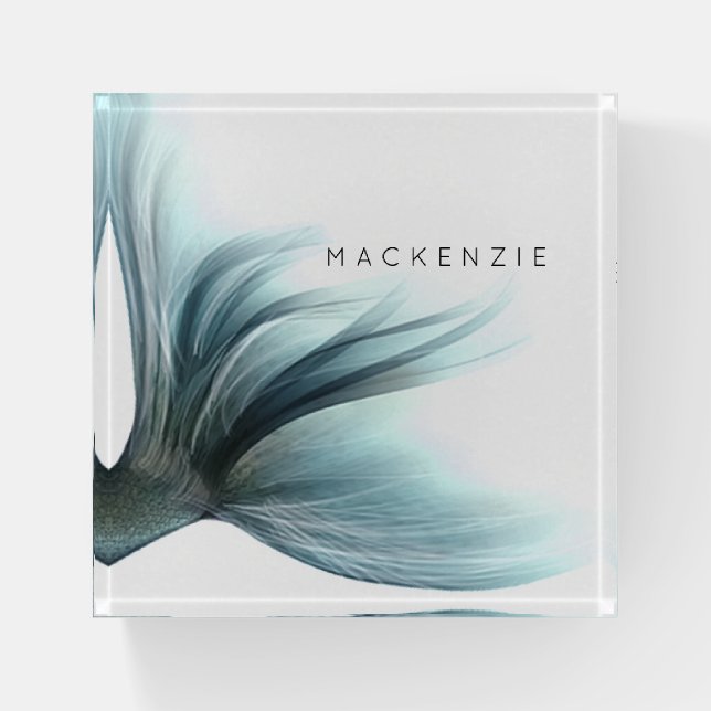 Mermaid Luxe Tail | Seafoam Mint Green Aqua Custom Paperweight (Front)