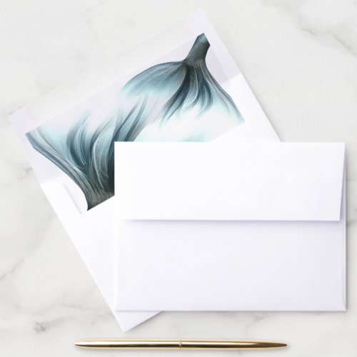 Mermaid Luxe Tail  Seafoam Mint Green Aqua Sheen Envelope Liner