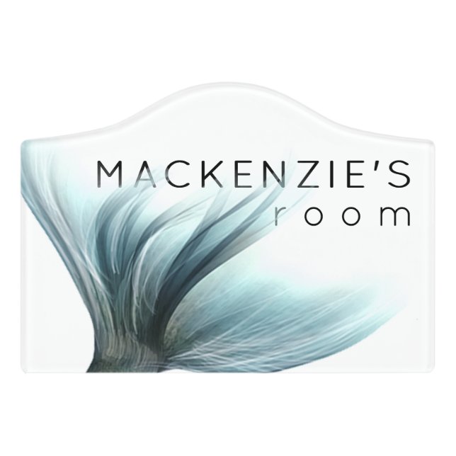 Mermaid Luxe Tail | Seafoam Mint Green Custom Dorm Door Sign (Small Crest Front)