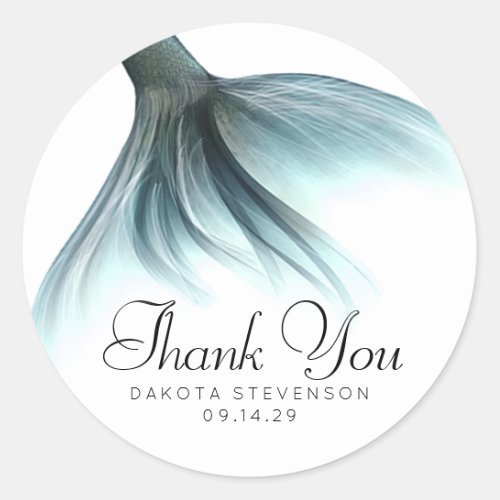 Mermaid Luxe Tail  Seafoam Mint Green Thank You Classic Round Sticker
