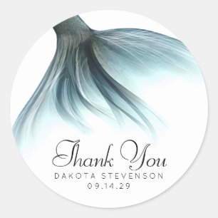 Mermaid Luxe Tail Seafoam Mint Green Thank You Classic Round Sticker