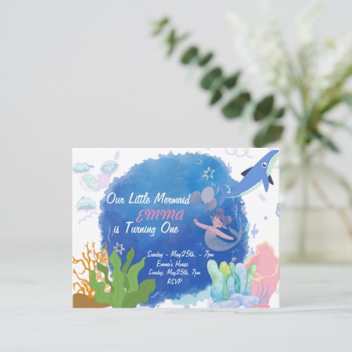  Mermaid Magic Birthday Invitation