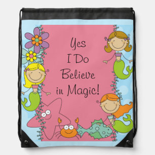 Mermaid Magic Drawstring Backpack Bag