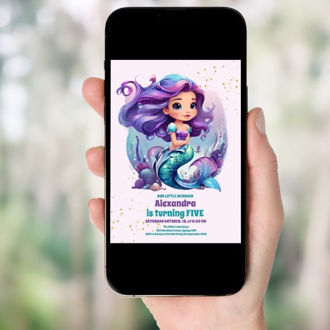 Mermaid Magical Birthday Party Invitation (Front Digital)