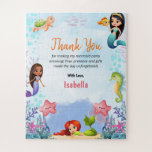 Mermaid Magical Sea Birthday Girl Thank You Five Jigsaw Puzzle<br><div class="desc">Make waves for a birthday bash beneath the sea! This enchanting mermaid-themed puzzle features shimmering scales, friendly sea creatures, and an underwater wonderland bursting with ocean colors. Perfect for little mermaids and sea explorers, the design is customizable with your child's name, age, and party details. Whether you're hosting a pool...</div>