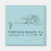 Mermaid Magnet - Coordinates of Virginia Beach, VA